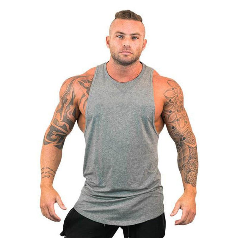 White Cotton Vest Loose Bodybuilding Fitness Exercise