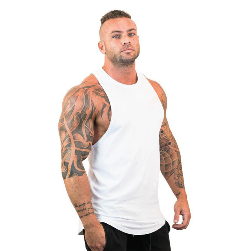 White Cotton Vest Loose Bodybuilding Fitness Exercise